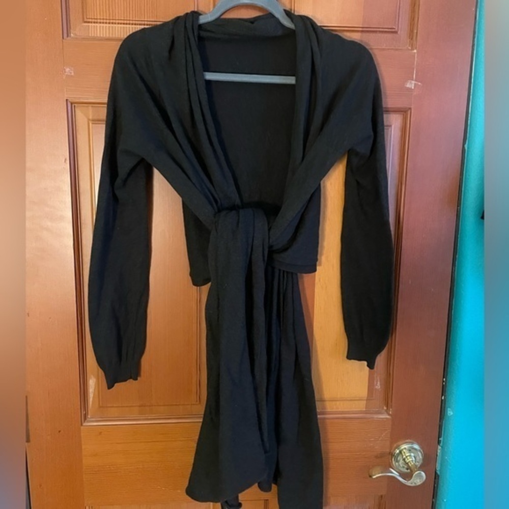 Tie front chocolate brown sweater
